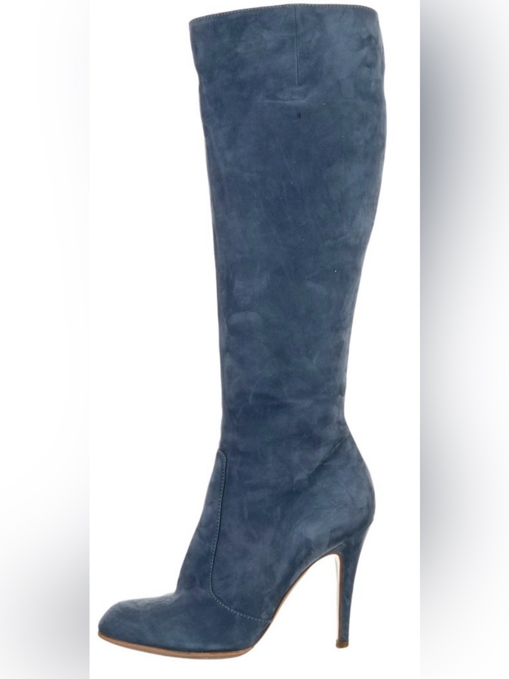 Sergio Rossi Blue Suede High Heel Knee-High Boot